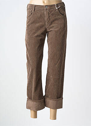 Pantacourt stretch taille normale marron PLEASE femme