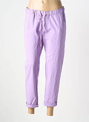 Pantalon 7/8 stretch taille normale violet MADE IN ITALY femme