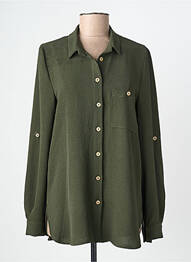 Chemisier tissage crêpe manches longues vert AN II VITO femme
