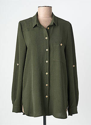 Chemisier tissage crêpe manches longues vert AN II VITO femme