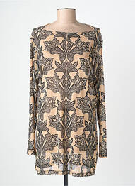 Tunique manches longues imprimé fantaisie beige MAT. femme
