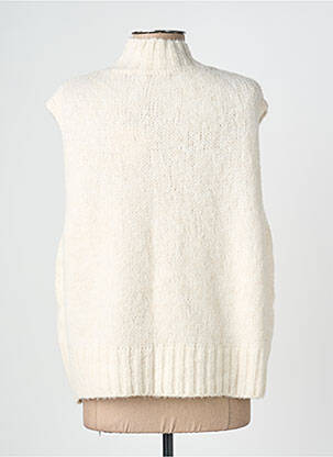 Pull tissage chiné sans manche beige APRIL VINTAGE femme