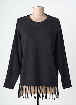 Pull coupe cintrée manches longues noir K-DESIGN femme