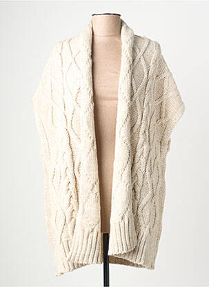 Gilet manches courtes maille torsadée beige MOMENT femme