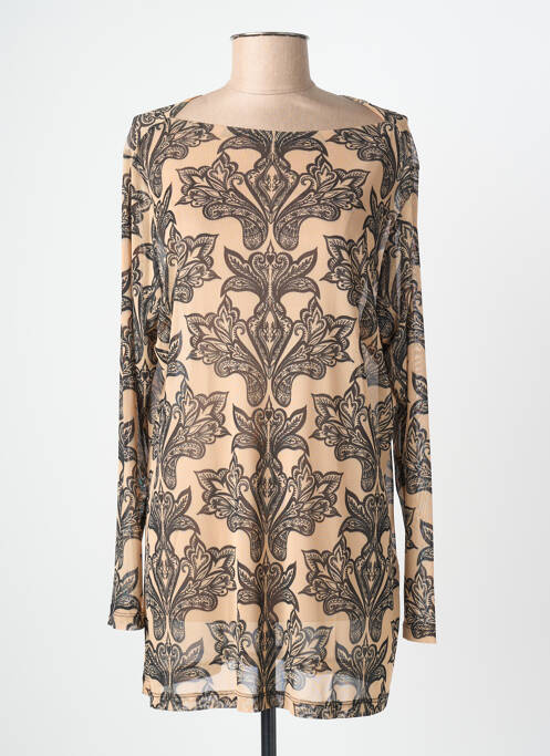 Tunique manches longues imprimé fantaisie beige MAT. femme