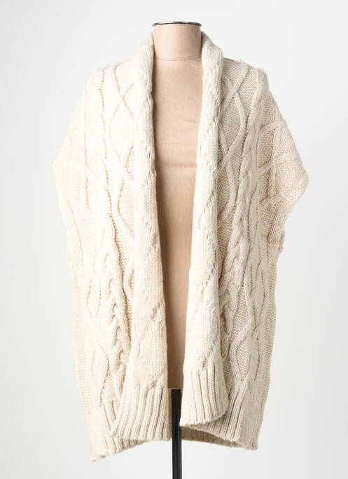 Gilet manches courtes maille torsadée beige MOMENT femme