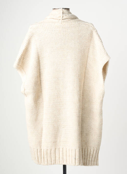 Gilet manches courtes maille torsadée beige MOMENT femme