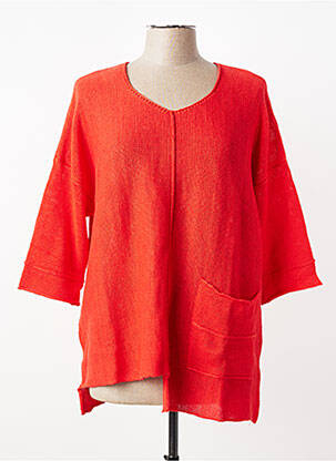 Pull tunique stretch manches 3/4 rouge GRIZAS femme