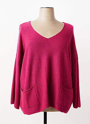 Pull tunique stretch manches longues rose APRIL VINTAGE femme