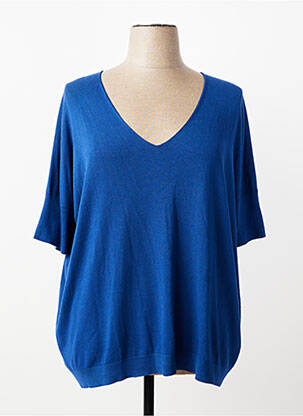 Pull col v manches courtes bleu ZILCH femme