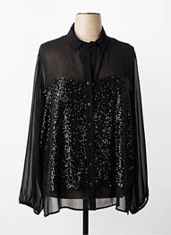 Chemisier tissage crêpe manches longues noir AN II VITO femme