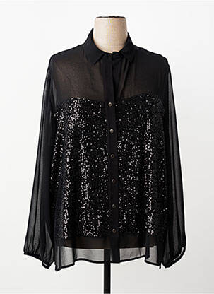 Chemisier tissage crêpe manches longues noir AN II VITO femme