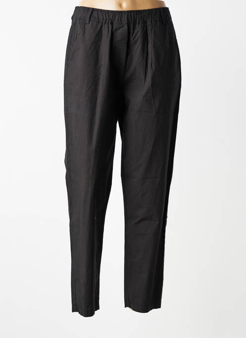 Pantalon droit tissage popeline taille normale noir YELLOW LABEL femme