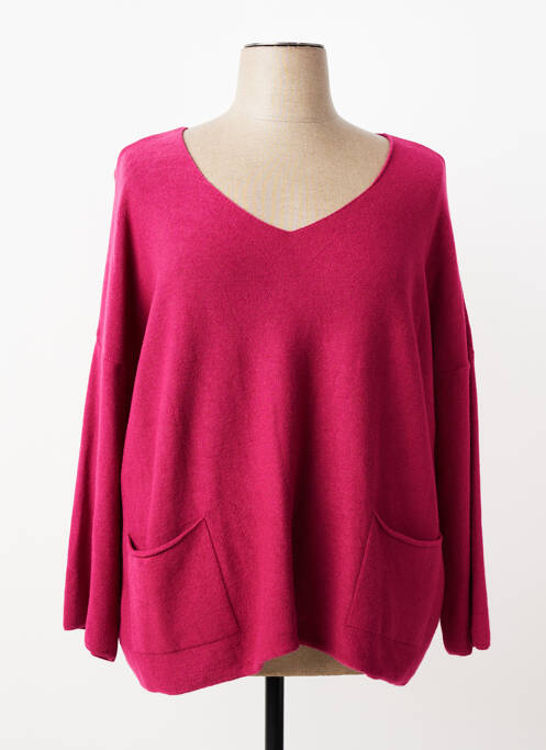 Pull tunique stretch manches longues rose APRIL VINTAGE femme
