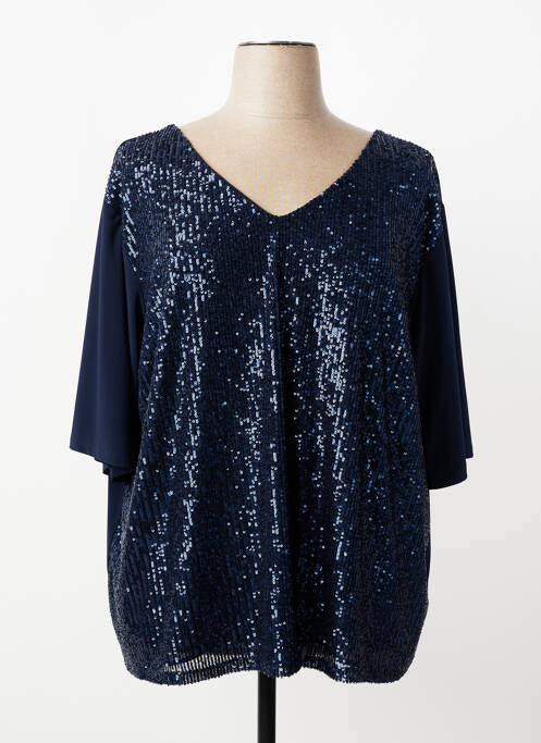 Top stretch manches courtes bleu SOPHIA femme