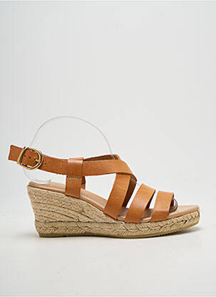 Espadrilles fermeture boucle(s) talon de 7 à 9cm marron DEVERNOIS femme
