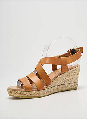 Espadrilles fermeture boucle(s) talon de 7 à 9cm marron DEVERNOIS femme