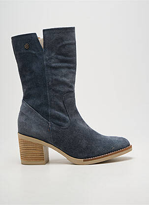 Bottes fourrée talon de 4 à 6cm bleu PORRONET femme