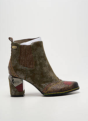Bottines/boots bout rond talon de 7 à 9cm vert LAURA VITA femme