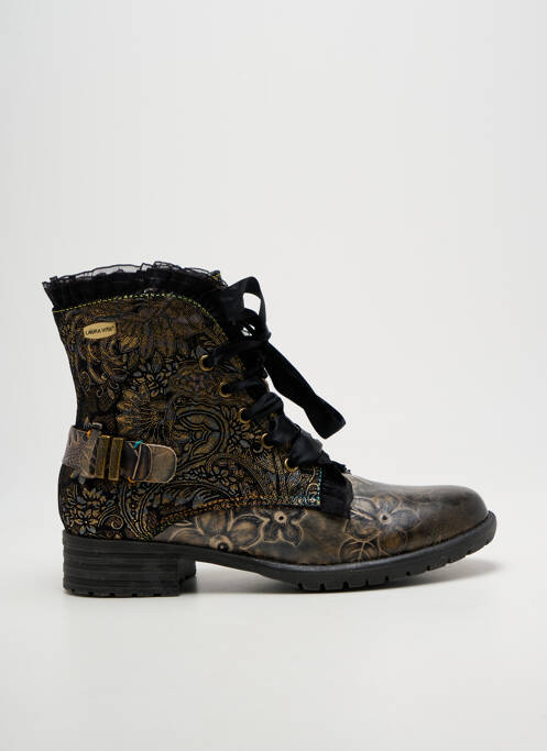 Bottines/boots tissage satiné talon plat jusqu'à 3cm noir LAURA VITA femme