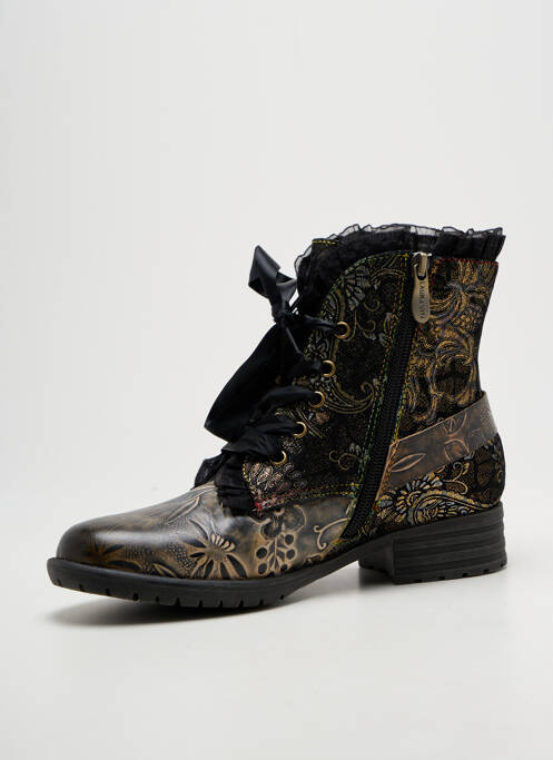 Bottines/boots tissage satiné talon plat jusqu'à 3cm noir LAURA VITA femme