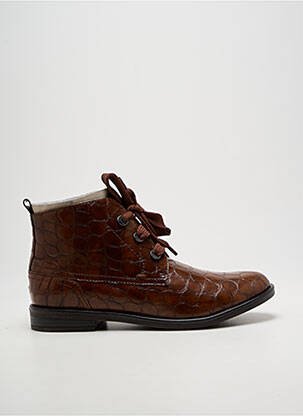 Bottines/boots tissage satiné talon plat jusqu'à 3cm marron MARCO TOZZI femme