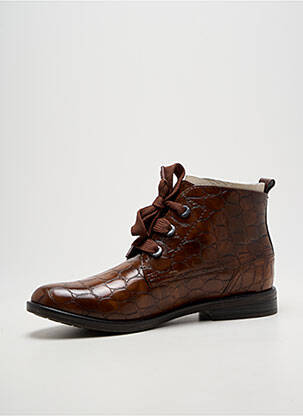 Bottines/boots tissage satiné talon plat jusqu'à 3cm marron MARCO TOZZI femme