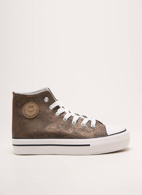 Baskets tissage satiné talon plat jusqu'à 3cm marron LPB femme