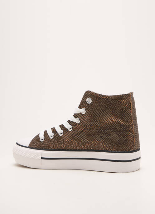 Baskets tissage satiné talon plat jusqu'à 3cm marron LPB femme