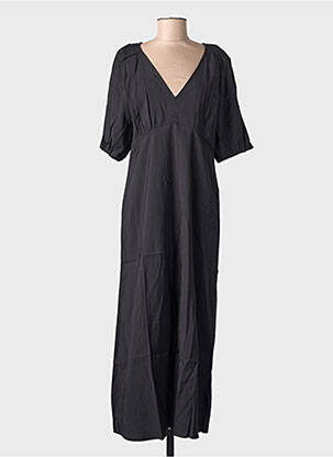 Robe longue tissage popeline manches courtes noir B.YOUNG femme