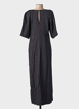 Robe longue tissage popeline manches courtes noir B.YOUNG femme