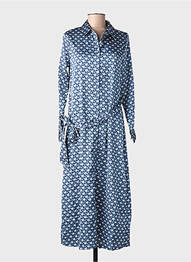 Robe mi-longue coupe fluide manches longues bleu TIFFOSI femme