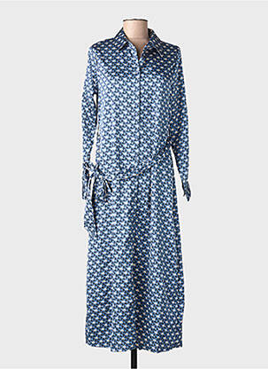 Robe mi-longue coupe fluide manches longues bleu TIFFOSI femme