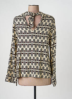 Top tissage crêpe manches longues marron DEELUXE femme