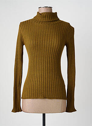 Pull col roulé coupe ajustée manches longues vert MOLLY BRACKEN femme