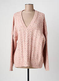 Pull tissage chiné manches longues rose B.YOUNG femme