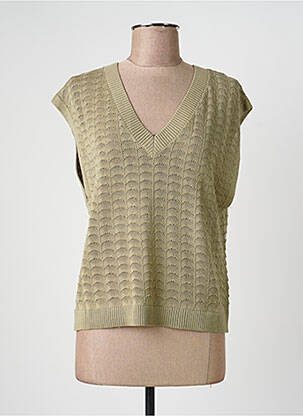 Pull col v sans manche vert DEELUXE femme