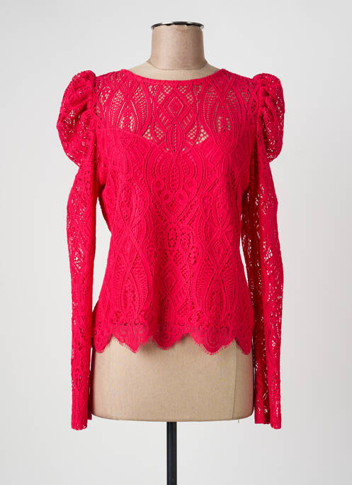 Top coupe cintrée manches longues rose MORGAN femme