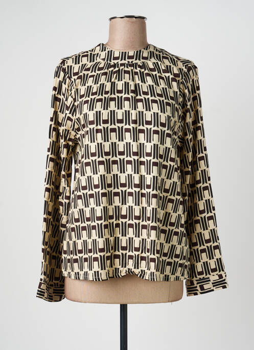 Top imprimé fantaisie manches longues marron DEELUXE femme