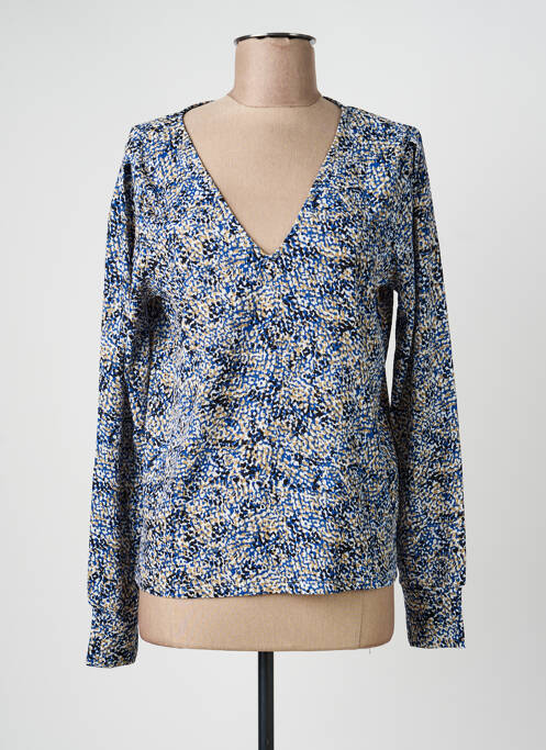 Top coupe cintrée manches longues bleu VILA femme