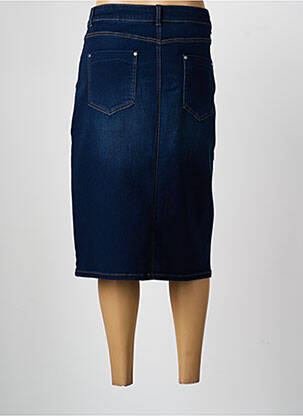 Jupe mi-longue coupe droite bleu MORGAN femme