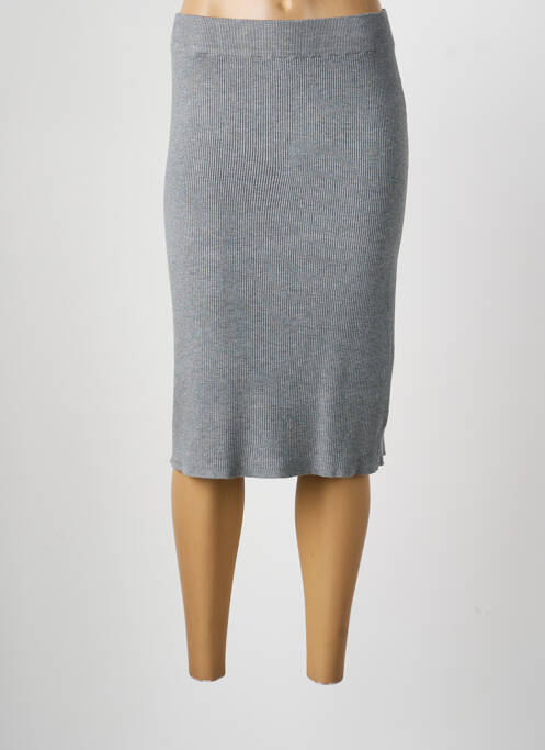 Jupe mi-longue stretch gris B.YOUNG femme