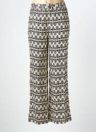 Pantalon droit fermeture zippée sous rabat boutonné beige DEELUXE femme