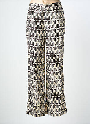 Pantalon droit fermeture zippée sous rabat boutonné beige DEELUXE femme