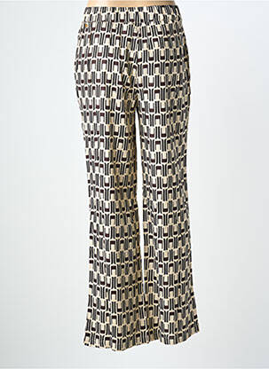Pantalon droit fermeture zippée sous rabat boutonné beige DEELUXE femme