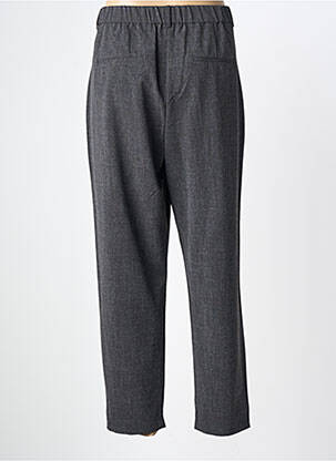 Pantalon droit fermeture zippée sous rabat avec crochet gris B.YOUNG femme
