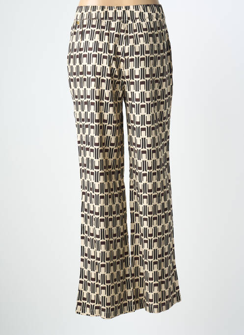 Pantalon droit fermeture zippée sous rabat boutonné beige DEELUXE femme