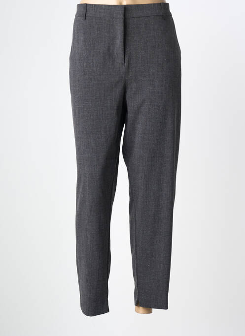 Pantalon droit fermeture zippée sous rabat avec crochet gris B.YOUNG femme