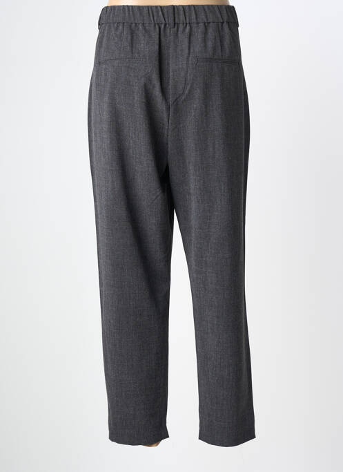 Pantalon droit fermeture zippée sous rabat avec crochet gris B.YOUNG femme