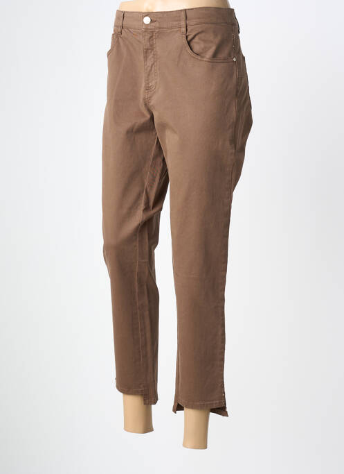 Pantalon 7/8 fermeture zippée sous rabat boutonné marron LOLA ESPELETA femme